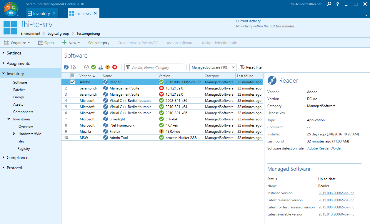 screenshot of baramundi Management Suite